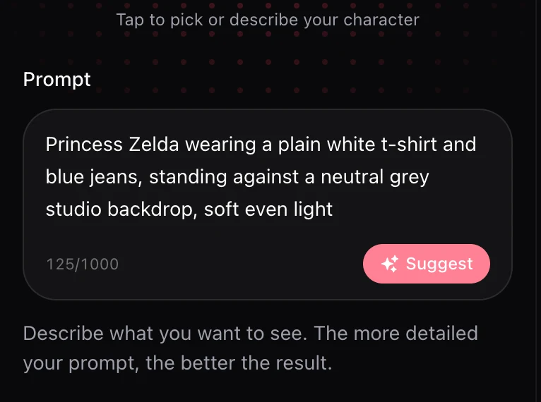 Prompt field containing the scene wording for one benchmark run